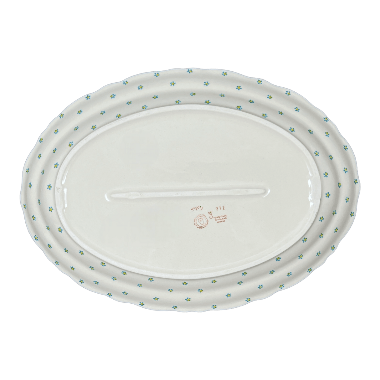 Platter, Oval, Scalloped, 16.75" x 12.25" Large in "Daisy Bouquet" by Manufaktura | P165S-TAB3