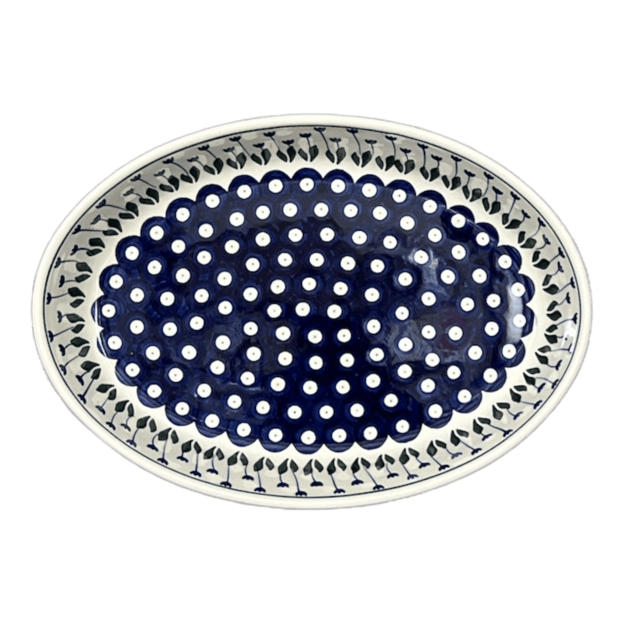 Baker, Oval, 12" x 8.5" in "Tulip Dot" by Ceramika Artystyczna | A297-377Z