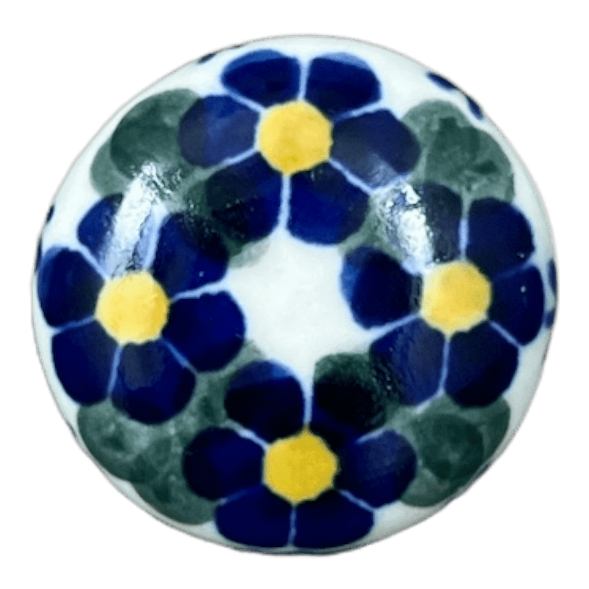 Drawer Pull, 1.25", WR (WR67A) in "Blue Floral Trellis" by W.R. Ceramika | WR67A-DT3