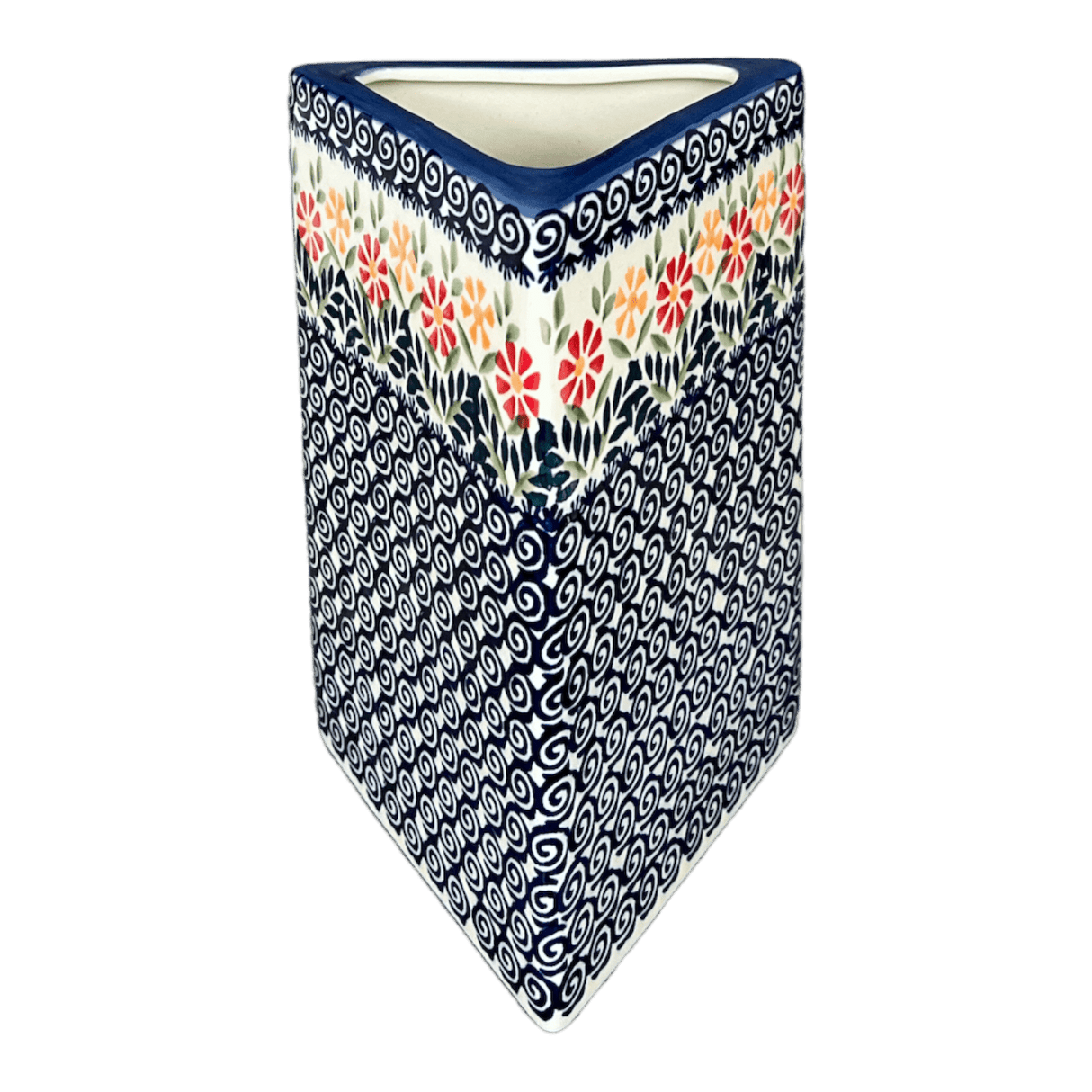 Vase, Triangular, 8" x 4.75" in "Flower Power" by Manufaktura | W027T-JS14