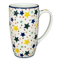 A picture of a Polish Pottery Mug, 14 oz in "Star Shower" by Ceramika Artystyczna | AC52-359X as shown at PolishPotteryOutlet.com/products/14-oz-mug-star-shower-ac52-359x