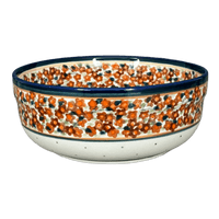 A picture of a Polish Pottery Zaklady 7.25" Round Magnolia Bowl (Orange Wreath) | Y834A-DU52 as shown at PolishPotteryOutlet.com/products/7-25-round-magnolia-bowl-orange-wreath-y834a-du52