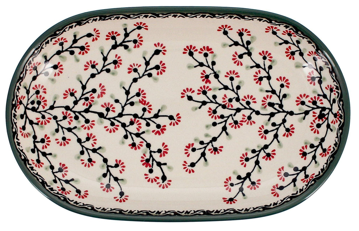 Plate, Roaster, Oval, 7"x11" in "Cherry Blossoms - Solid Rim" by Manufaktura | P099S-DPGJA