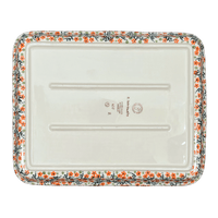 A picture of a Polish Pottery Baker, Rectangular, 10" x 13" in "Peach Blossoms" by Manufaktura | P105S-AS46 as shown at PolishPotteryOutlet.com/products/10-x-13-rectangular-baker-peach-blossoms-p105s-as46