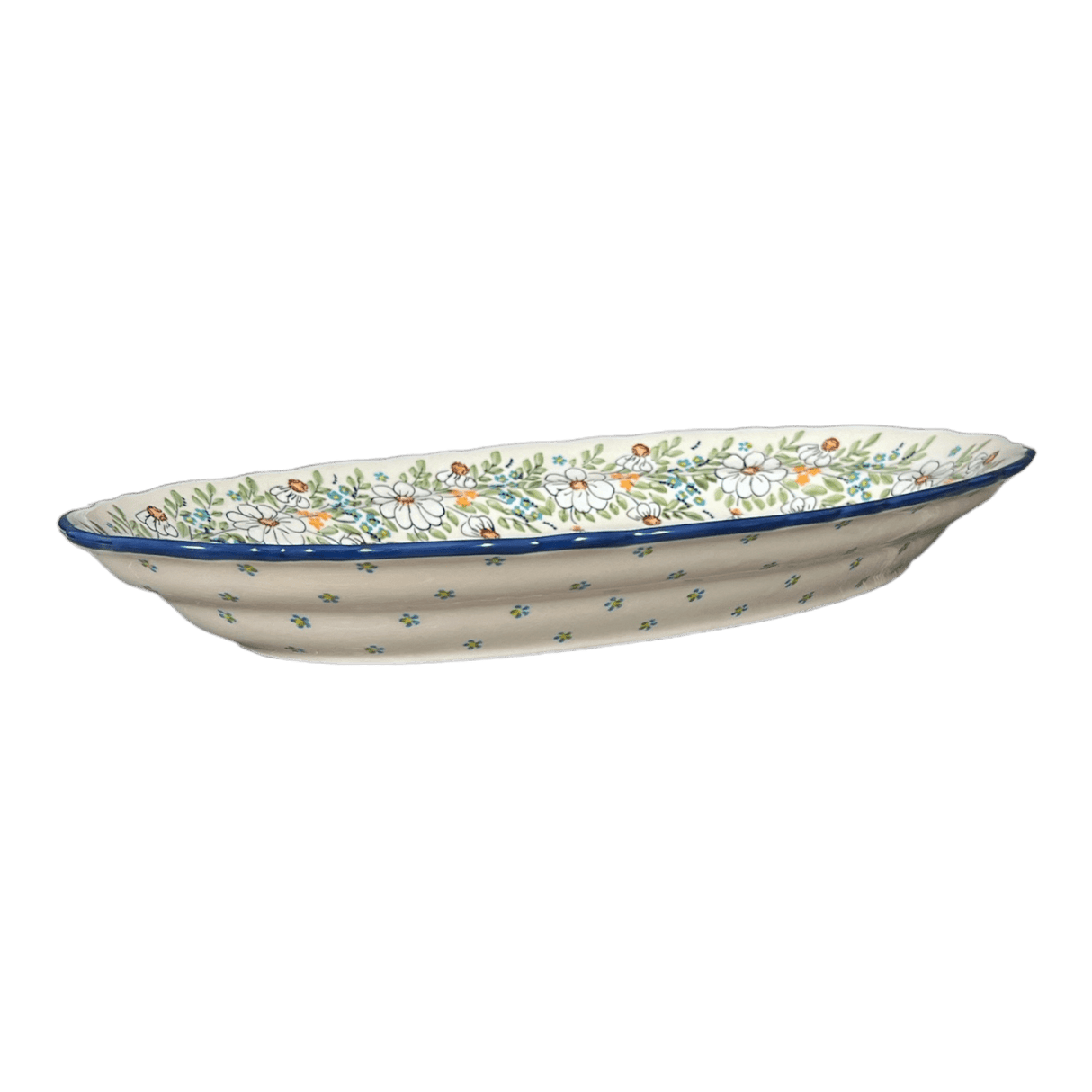 Platter, Oval, Scalloped, 16.75" x 12.25" Large in "Daisy Bouquet" by Manufaktura | P165S-TAB3