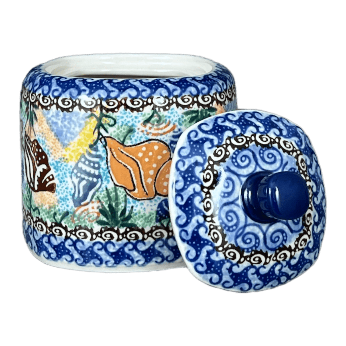 Bowl, Square, Sugar Bowl, 4" in "Poseidon's Treasure" by Ceramika Artystyczna | AF38-U1899