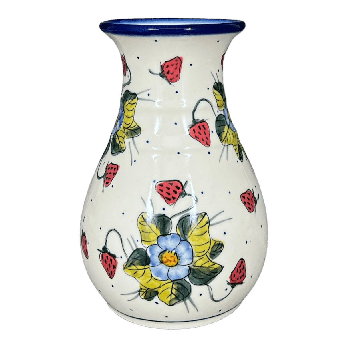 Vase, Tall, 8.5", WR (WR30D) in "Strawberries & Blossoms" by W.R. Ceramika | WR30D-WR2