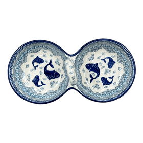 Polish Pottery Bowl, Round, Double, Serving, 9" in "Koi Pond" by Ceramika Artystyczna | A942-2372X Additional Image at PolishPotteryOutlet.com