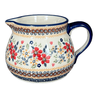 A picture of a Polish Pottery 1.5 Liter Pitcher (Ruby Duet) | D043S-DPLC as shown at PolishPotteryOutlet.com/products/1-5-l-wide-mouth-pitcher-ruby-duet-d043s-dplc