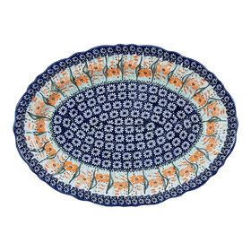 Polish Pottery Large Scalloped Oval Platter (Sun-Kissed Garden) | P165S-GM15 Additional Image at PolishPotteryOutlet.com