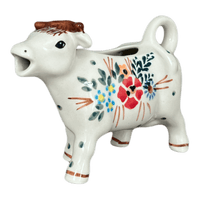 A picture of a Polish Pottery Cow Creamer (Country Pride) | D081T-GM13 as shown at PolishPotteryOutlet.com/products/4-oz-cow-creamer-country-pride-d081t-gm13
