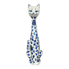 Polish Pottery Figurine, Tall Cat, 12.5", WR (WR40A) in "Blossoms & Berries" by W.R. Ceramika | WR40A-AW1 at PolishPotteryOutlet.com