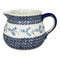A picture of a Polish Pottery 1.5 Liter Pitcher (Lily of the Valley) | D043T-ASD as shown at PolishPotteryOutlet.com/products/1-5-l-wide-mouth-pitcher-lily-of-the-valley-d043t-asd