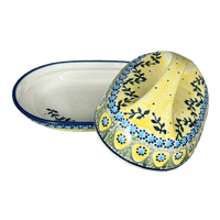 A picture of a Polish Pottery Fancy Butter Dish (Sunnyside Up) | M077S-GAJ as shown at PolishPotteryOutlet.com/products/the-fancy-butter-dish-sunnyside-up