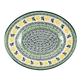 Polish Pottery Dish, Oval, 10.25" in "Lemons and Leaves" by Ceramika Artystyczna | AC93-2749X Additional Image at PolishPotteryOutlet.com