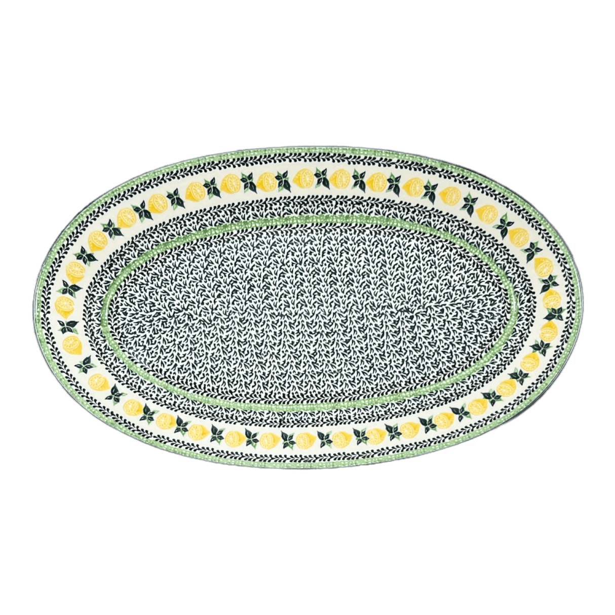 Platter, Oval, 17.5" in "Lemons and Leaves" by Ceramika Artystyczna | A200-2749X