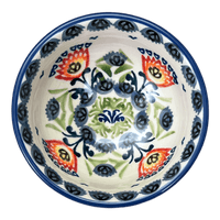 A picture of a Polish Pottery Dipping Bowl (Floral Fans) | M153S-P314 as shown at PolishPotteryOutlet.com/products/dipping-bowl-floral-fans-m153s-p314