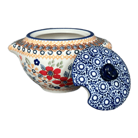 Polish Pottery 3" Sugar Bowl (Ruby Duet) | C003S-DPLC Additional Image at PolishPotteryOutlet.com
