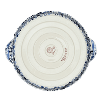A picture of a Polish Pottery Pie Plate with Handles (Rambling Blues) | Z148S-GZ50 as shown at PolishPotteryOutlet.com/products/pie-plate-with-handles-rambling-blues-z148s-gz50