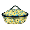 Polish Pottery Zaklady 12.5" x 10" Large Covered Baker (Sunny Meadow) | Y1158-ART332 at PolishPotteryOutlet.com