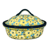 Polish Pottery Baker, Covered, 12.5" x 10" Large in "Sunny Meadow" by Zaklady | Y1158-ART332 at PolishPotteryOutlet.com