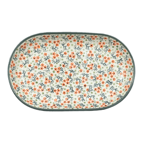 Polish Pottery 7"x11" Oval Roaster (Peach Blossoms - Solid Rim) | P099S-AS46A Additional Image at PolishPotteryOutlet.com