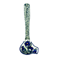 A picture of a Polish Pottery Gravy Ladle (Bouncing Blue Blossoms) | L015U-IM03 as shown at PolishPotteryOutlet.com/products/gravy-ladle-bouncing-blue-blossoms-l015u-im03