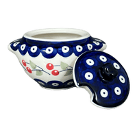 A picture of a Polish Pottery 3" Sugar Bowl (Cherry Dot) | C003T-70WI as shown at PolishPotteryOutlet.com/products/3-sugar-bowl-cherry-dot-c003t-70wi