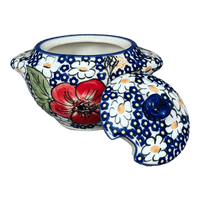 A picture of a Polish Pottery 3" Sugar Bowl (Poppies & Posies) | C003S-IM02 as shown at PolishPotteryOutlet.com/products/3-sugar-bowl-poppies-posies-c003s-im02