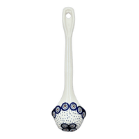 A picture of a Polish Pottery Ladle, Soup, 12" in "Peacock Dot" by Manufaktura | C020U-54K as shown at PolishPotteryOutlet.com/products/12-soup-ladle-peacock-dot-c020u-54k