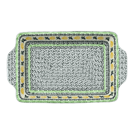 Casserole, Rectangular, Handles, 13" x 8" in "Lemons and Leaves" by Ceramika Artystyczna | AA59-2749X