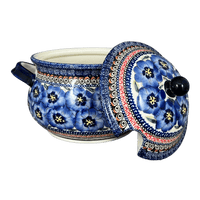 A picture of a Polish Pottery Zaklady 3 Liter Soup Tureen (Bloomin' Sky) | Y1004-ART148 as shown at PolishPotteryOutlet.com/products/3-liter-soup-tureen-bloomin-sky-y1004-art148