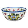 Polish Pottery Bowl, Round, 7.75", WR (WR12D) in "Strawberries & Blossoms" by W.R. Ceramika | WR12D-WR2 at PolishPotteryOutlet.com