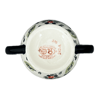 A picture of a Polish Pottery Zaklady Bird Sugar Bowl (Floral Pine) | Y1234-D914 as shown at PolishPotteryOutlet.com/products/bird-sugar-bowl-floral-pine-y1234-d914