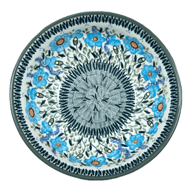 Polish Pottery 8.5" Bowl (Baby Blue Blossoms) | M135S-JS49 Additional Image at PolishPotteryOutlet.com