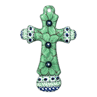 A picture of a Polish Pottery Large Cross (Green Goddess) | A533-U408A as shown at PolishPotteryOutlet.com/products/large-cross-green-goddess-a533-u408a