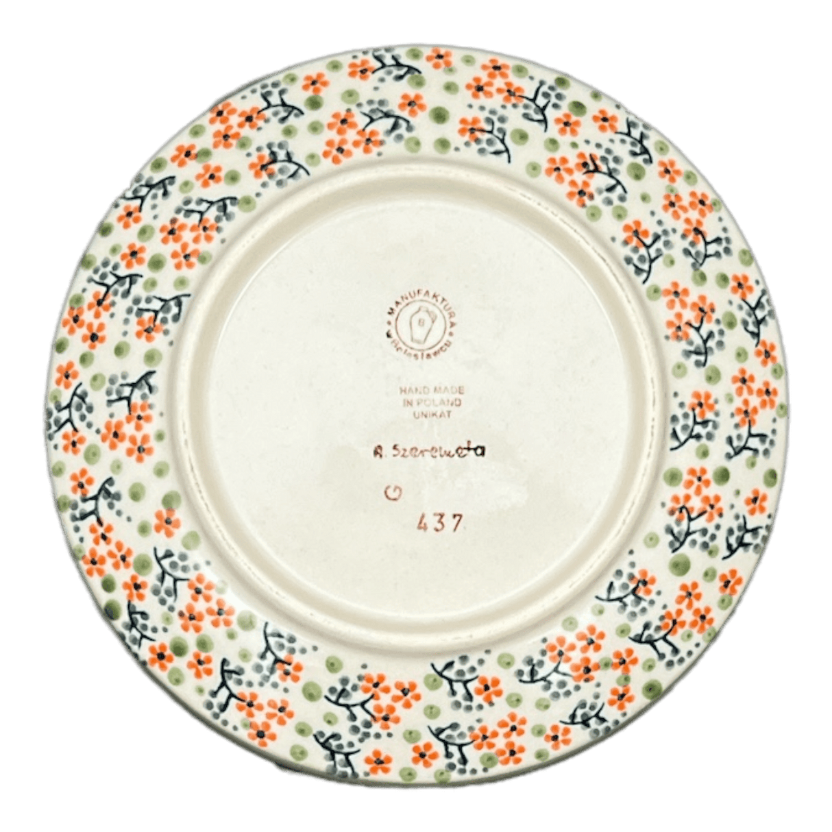 Plate, Round, Dessert, 7.25" in "Peach Blossoms - Solid Rim" by Manufaktura | T131S-AS46A