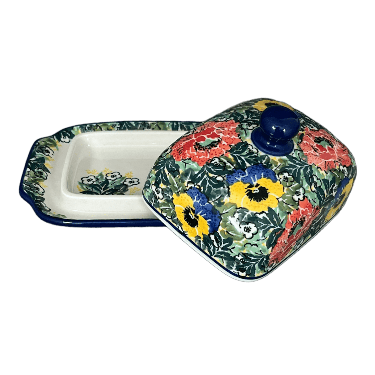 Butter Dish, 7" x 5.5" in "Tropical Love" by Ceramika Artystyczna | A295-U4705