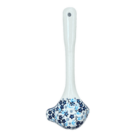 A picture of a Polish Pottery Gravy Ladle (Scattered Blues) | L015S-AS45 as shown at PolishPotteryOutlet.com/products/7-5-gravy-ladle-scattered-blues-l015s-as45