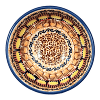 A picture of a Polish Pottery Dipping Bowl (Desert Sunrise) | M153U-KLJ as shown at PolishPotteryOutlet.com/products/4-25-dipping-bowl-desert-sunrise-m153u-klj