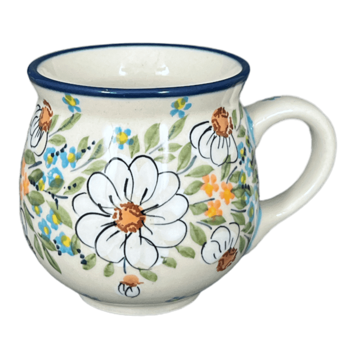 Mug, Belly Mug, Small, 7 oz in "Daisy Bouquet" by Manufaktura | K067S-TAB3