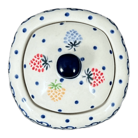 Polish Pottery Bowl, Square, Sugar Bowl, 4" in "Mixed Berries" by Ceramika Artystyczna | AF38-1449X Additional Image at PolishPotteryOutlet.com