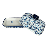 Butter Dish, American, 4" x 7.5" in "Scattered Blues" by Manufaktura | M074S-AS45