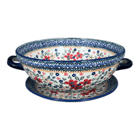 A picture of a Polish Pottery Berry Bowl (Ruby Bouquet) | D038S-DPCS as shown at PolishPotteryOutlet.com/products/9-75-berry-bowl-ruby-bouquet-d038s-dpcs