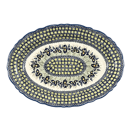 Platter, Oval, Scalloped, 16.75" x 12.25" Large in "Iris" by Manufaktura | P165S-BAM