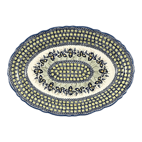 Polish Pottery Platter, Oval, Scalloped, 16.75" x 12.25" Large in "Iris" by Manufaktura | P165S-BAM Additional Image at PolishPotteryOutlet.com