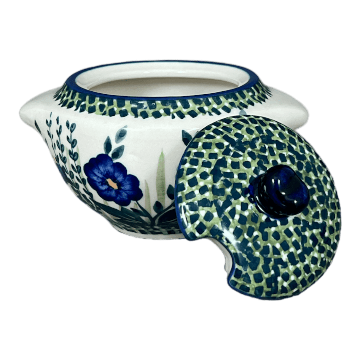 Bowl, Round, Sugar Bowl, 3" in "Bouncing Blue Blossoms" by Manufaktura | C003U-IM03