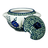 A picture of a Polish Pottery 3" Sugar Bowl (Bouncing Blue Blossoms) | C003U-IM03 as shown at PolishPotteryOutlet.com/products/3-sugar-bowl-bouncing-blue-blossoms-c003u-im03