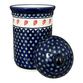 Polish Pottery Zaklady 2 Liter Container (Strawberry Dot) | Y1244-A310A Additional Image at PolishPotteryOutlet.com
