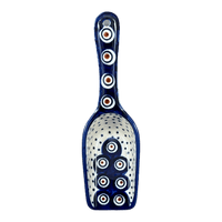 A picture of a Polish Pottery 7" Scoop (Peacock Dot) | L004U-54K as shown at PolishPotteryOutlet.com/products/7-coffee-scoop-peacock-dot-l004u-54k